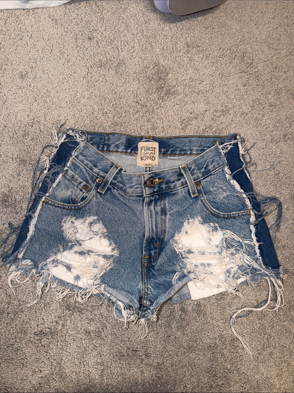 FUrst of a Kind Distressed Blue Denim Shorts size 24